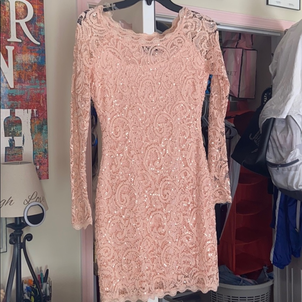 Rose Gold Sequin Mini Dress